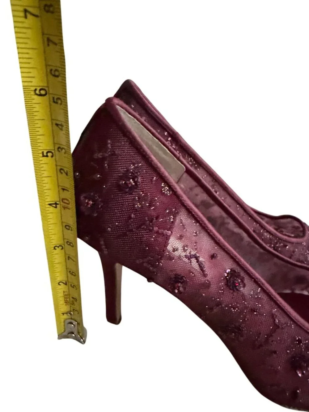 LORD & TAYLOR Purple Embellished Beaded Floral Heels Size 8.5